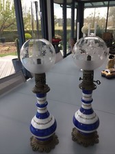 PAIRE DE LAMPES A PETROLE XlX