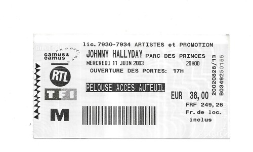 Rare ticket billet concert - concert,