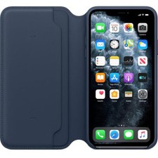 Coque Portefeuille En Cuir Genuine Apple iPhone 11 Pro Max - Bleu Profond - Neuf