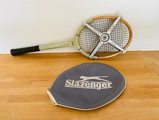 Raquette tennis vintage bois SLAZENGER COLLEGE MODEL avec presse métal DYNA LUX