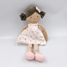 Doudou poupée métis nattes robe blanche rose OBAIBI - 35897
