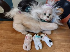 Peluche Chien Puppy Surprise - maman chien avec ses 3 Bébés chiots Vintage