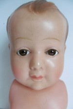 TÊTE ET CORPS PETITCOLLIN EN CELLULOÏD - POUR PIÈCES OU À RESTAURER - TÊTE 15 cm