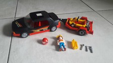 PLAYMOBIL VOITURE NOIRE AVEC REMORQUE ET SON KART REF 4442