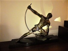 JEAN DE RONCOURT « LE BANDEUR » FONTE D’ART SUR MARBRE ART DECO