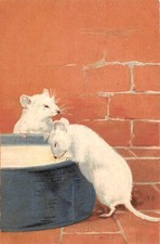 CPA Fantaisie Carte gaufré deux petits rats buvant du lait (253494)