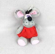 Peluche souris grise rose à suspendre Play by play toys 2008 robe rouge 23 cm