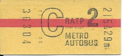 Ticket ratp metro autobus - ticket, c2