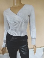  PULL COURT GRIS CLAIR DE MARQUE PULL BOX COEUR CROISE T S 36/38  NEUF