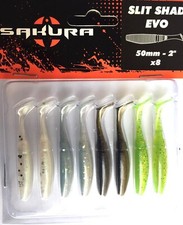 Leurres souple pêche mer rivière Sakura Slit Shad Evo 50 MIX