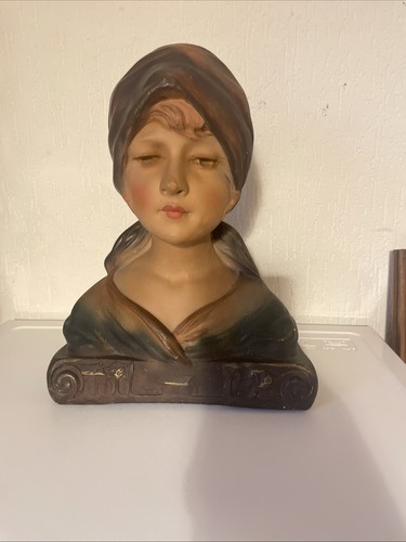Buste plâtre polychrome - buste,