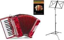 Accordeon Piano Rouge 48 Boutons Bass 26 Touches Set Sangles Coffre Pupitre