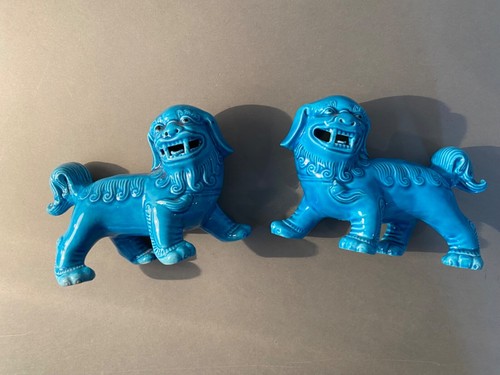 Deux chiens foo porcelaine - chiens,