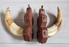 Ancienne Paire lot 2 de cornes de Phacochère trophées Afrique 1950-60