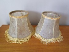 2 Abat jours  anciens imitation Vessie de Porc  avec galons et franges