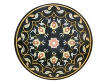 36 " Marbre Rond Centre Table Top Pierres Incrustation Pietra Dura Art Room