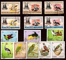 AJMAN  OISEAUX-BIRDS: faucons,cigogne,tête hupée,perruche   1m461