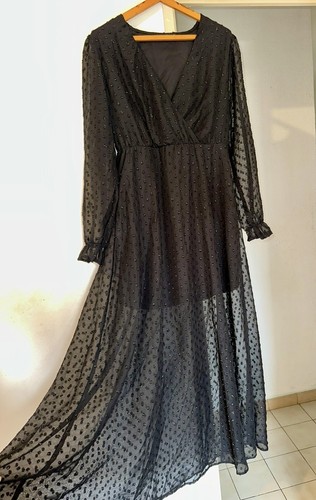 Robe longue noir transparente - robe,