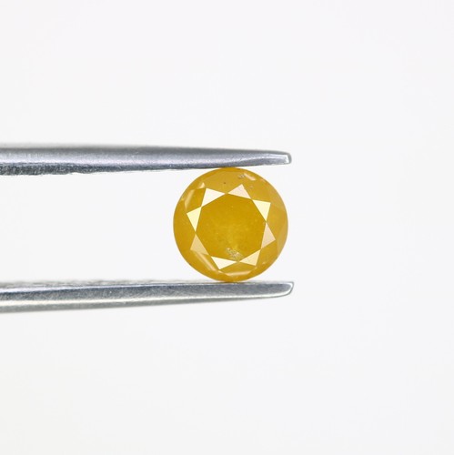 Diamant jaune lâche rond poli