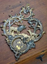 Grand monogramme en bronze à décor de chasse vénerie époque XIXe