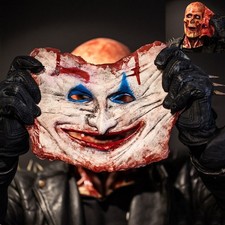 Masque en latex tête pleine Halloween effrayant déchirure joker crâne à mâchoire mobile double couche