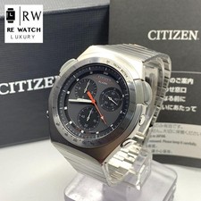 Montre d'alarme Citizen 3530 en acier inoxydable tachymètre bracelet en argen...