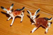 vintage 2 BAMBI FIGURINE chevreuil faon PORCELAINE walt disney statuette STATUE