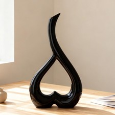 Vase Céramique Noir Coeur - Déco Salon Moderne, Tulipe, Table, Esthétique Nor...