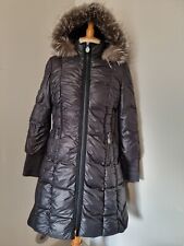ELIE TAHARI : MANTEAU DOUDOUNE NOIR CAPUCHE AMOVIBLE  FOURRURE RENARD FUR MANTEL