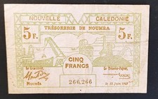 Nouvelle-Calédonie billet de 5 Francs Trésorerie de Nouméa  15/06/1943 N°266 266