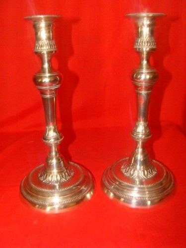 Paire bougeoirs bronze - en,
