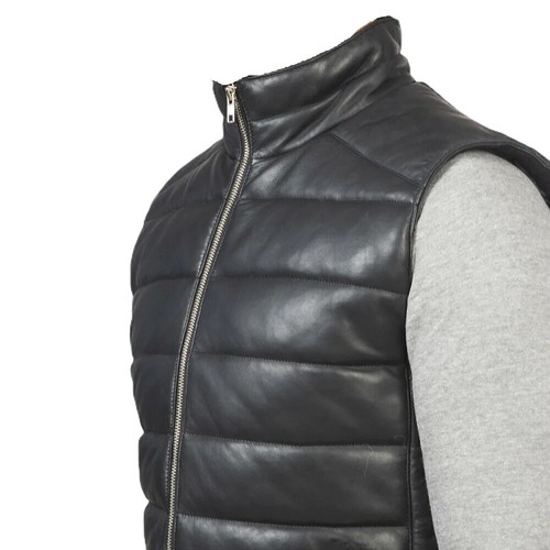 Gilet bulles cuir - gilet, noir