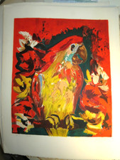 Henry D'ANTY 1910-1998 GRANDE LITHO SIGNEE PERROQUET OISEAU FAUVISME ECOLE PARIS