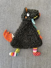 Doudou Plat Loup Noir Orange