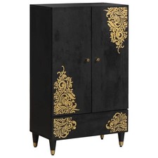Haut Armoire avec tiroir avec étagère Bois de mangue massif Buffet Chic vidaXL v