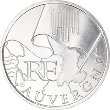 France, 10 euros, 2010, Paris, Auvergne, STGL, argent, KM:1646