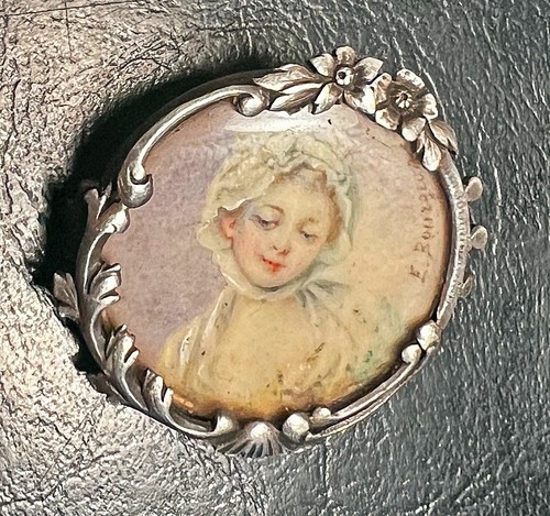 Belle broche argent - argent, peinture