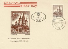 CARTE LETTRE AUTRICHE PREMIER JOUR BASILIQUE MARIAZELL 1959