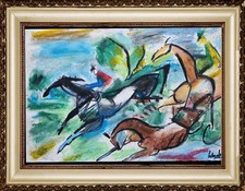 Pastels  et Feutre Noir Sur