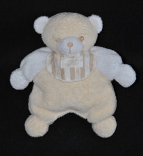 Peluche doudou ours TARTINE ET CHOCOLAT beige blanc bavoir grelot 20 cm NEUF