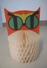 Russian Soviet Christmas Ornament Paper Owl Bird Сова Ёлочная игрушка 1985