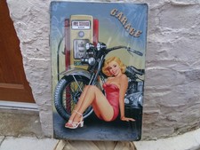 TOLE METAL GARAGE MOTO PIN UP FULL SERVICE 20 X 30 CMS NO PLAQUE EMAILLEE ANCIEN