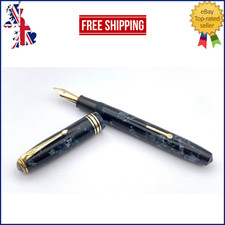 STYLO PLUME VINTAGE CONWAY STEWART N° 58 MARBRE BLEU OR 14 CARATS DOUBLE...