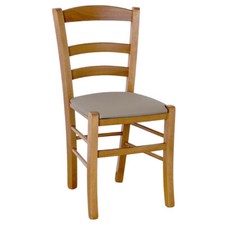 Chaise Bois Paesana Noyer Claire Avec Siège Rembourré Cuir Artificiel Taupe