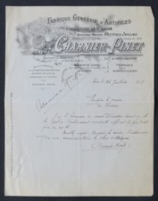 Facture PARIS 1907 Feux Artifice CHARNIER PINET Pyrotechnie illustrée 74