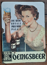 Ancienne plaque émaillée Bière KOENIGSBEER  EAS bar café pub deco loft 70x50cm
