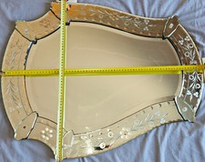 Grand miroir Venise / Murano vintage  années 50/60 verre biseauté & cadre gravé
