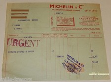 Facture 1935 : MICHELIN & Cie - Manufacture de Caoutchouc CLERMONT-FERRAND