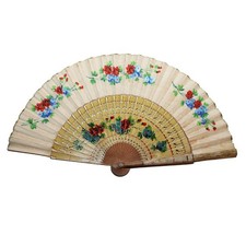 Éventail ancien décor fleurs