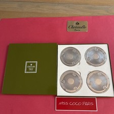 DESSOUS VERRE 4 CHRISTOFLE  TRÈS BEL ÉTAT METAL ARGENTE 9 CM